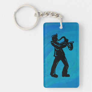 New York Boogie Nights Saxophone Blue Nyckelring