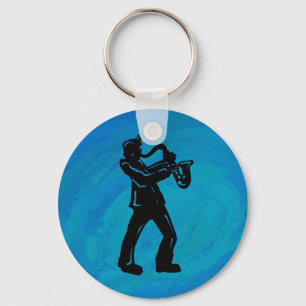 New York Boogie Nights Saxophone Blue Nyckelring