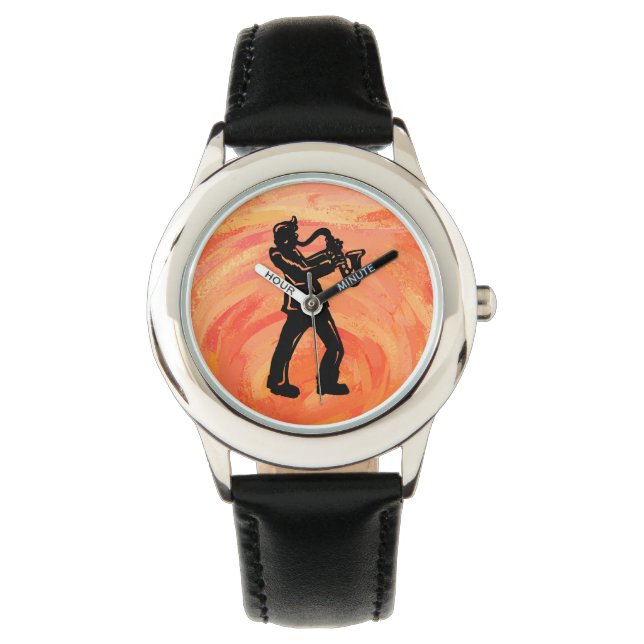 New York Boogie Nights Saxophone Orange Armbandsur (Framsida)