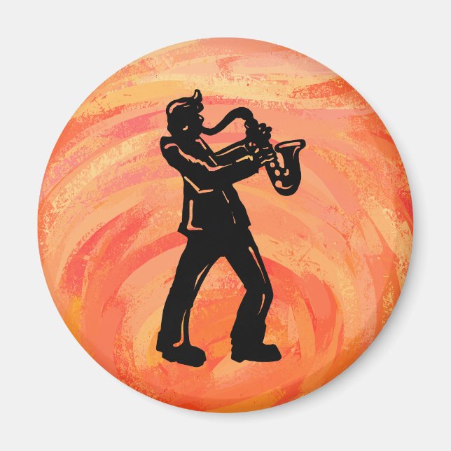 New York Boogie Nights Saxophone Orange Magnet (Framsidan)