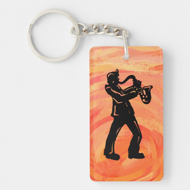 New York Boogie Nights Saxophone Orange Nyckelring (Framsidan)