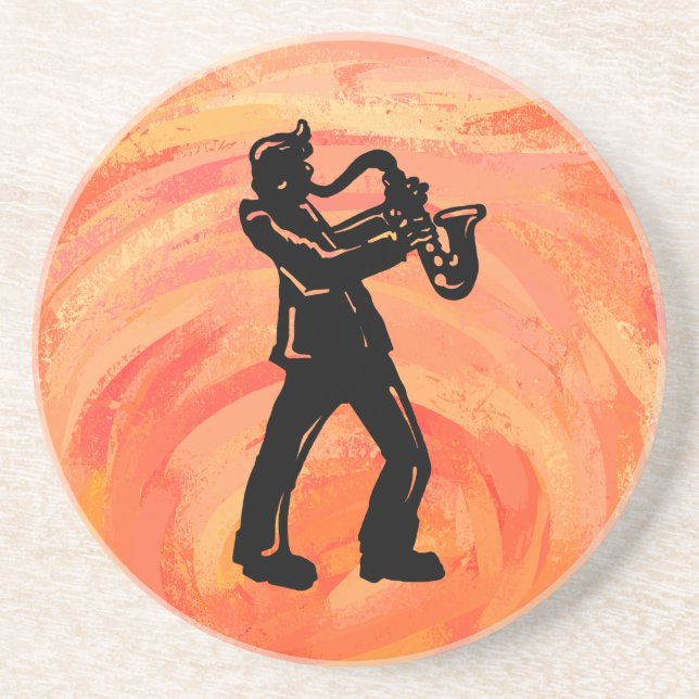New York Boogie Nights Saxophone Orange Underlägg Sandsten (Framsidan)