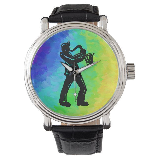 New York Boogie Nights Saxophone Rainbow Armbandsur (Framsida)