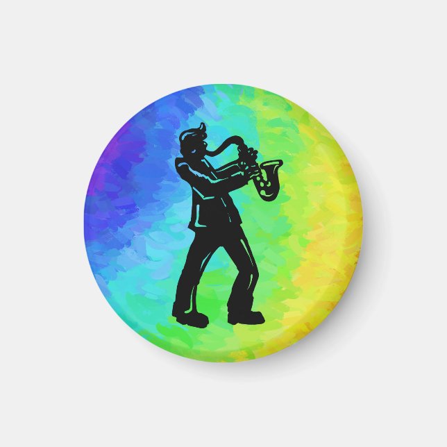 New York Boogie Nights Saxophone Rainbow Magnet (Framsidan)