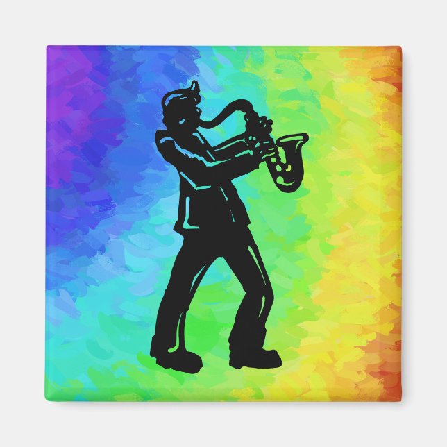 New York Boogie Nights Saxophone Rainbow Magnet (Framsidan)
