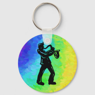 New York Boogie Nights Saxophone Rainbow Nyckelring