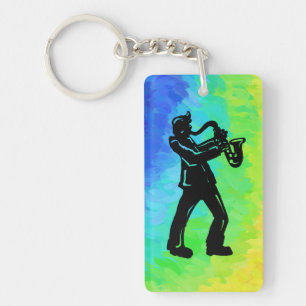 New York Boogie Nights Saxophone Rainbow Nyckelring