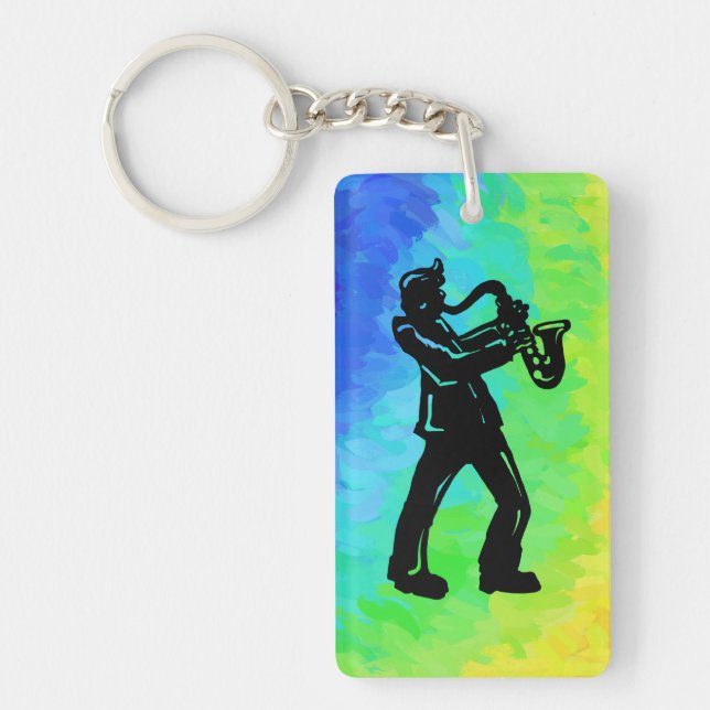 New York Boogie Nights Saxophone Rainbow Nyckelring (Framsidan)