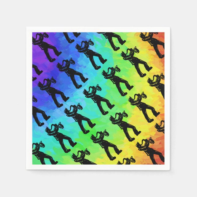 New York Boogie Nights Saxophone Rainbow Pappersservett (Framsidan)