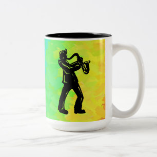 New York Boogie Nights Saxophone Rainbow Två-Tonad Mugg
