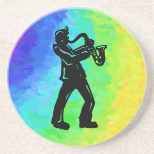 New York Boogie Nights Saxophone Rainbow Underlägg Sandsten