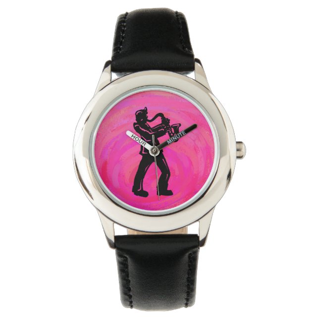 New York Boogie Nights Saxophone Shock rosa Armbandsur (Framsida)