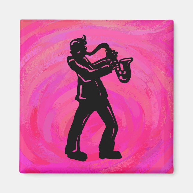 New York Boogie Nights Saxophone Shock rosa Magnet (Framsidan)