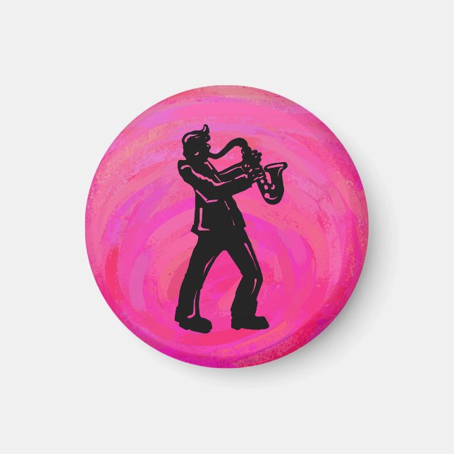 New York Boogie Nights Saxophone Shock rosa Magnet (Framsidan)