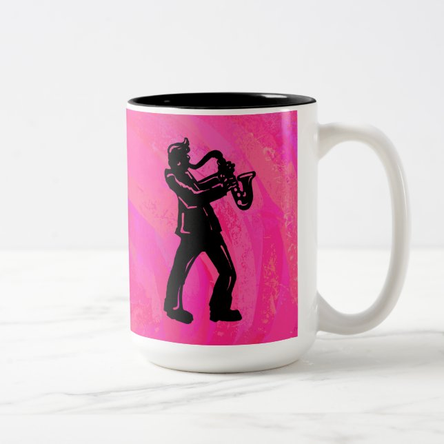 New York Boogie Nights Saxophone Shock rosa Två-Tonad Mugg (Höger)