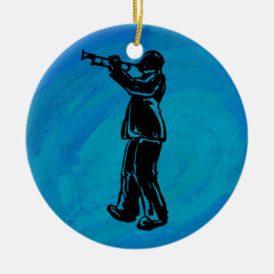 New York Boogie Nights Trumpet Blue Julgransprydnad Keramik