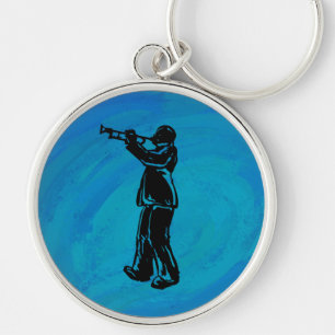 New York Boogie Nights Trumpet Blue Rund Silverfärgad Nyckelring
