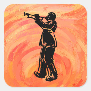 New York Boogie Nights Trumpet Orange Fyrkantigt Klistermärke