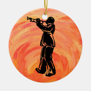 New York Boogie Nights Trumpet Orange Julgransprydnad Keramik