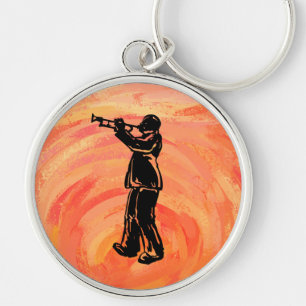 New York Boogie Nights Trumpet Orange Rund Silverfärgad Nyckelring