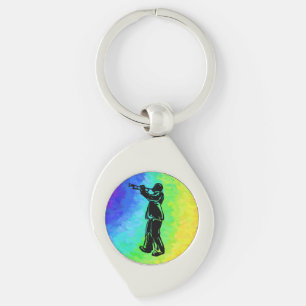 New York Boogie Nights Trumpet Rainbow Swirl Silverfärgad Nyckelring