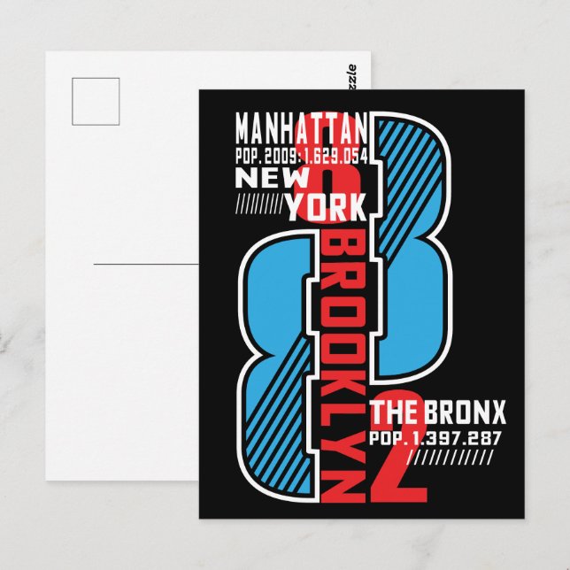 New York Boroughs: Population & City Legacy Vykort (Fram/baksida)