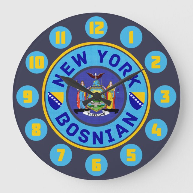 New York Bosnian American Wall Clock Stor Klocka (Framsida)