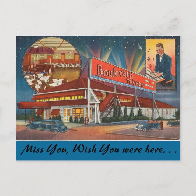 New York, Boulevard Tavern, Supper Club Vykort (Framsida)