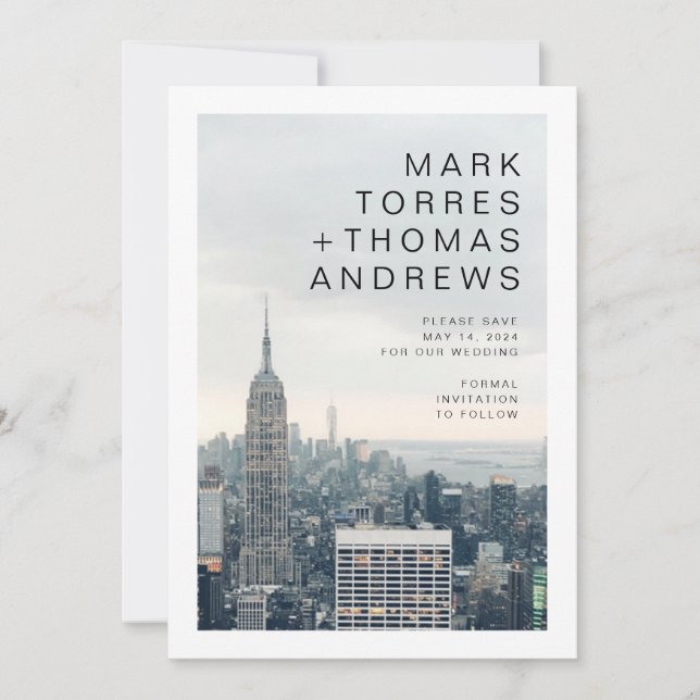 New York Bröllop spara datum Inbjudningar (Framsida)