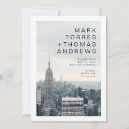 New York Bröllop spara datum Inbjudningar