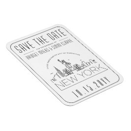 New York Bröllop Stilized Skyline Spara datumet Magnet