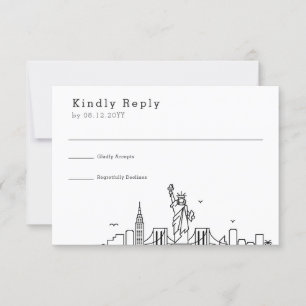New York Bröllop Stylized Skyline OSA Kort