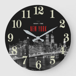 New York Brooklyn Bridge Large Clock Stor Klocka