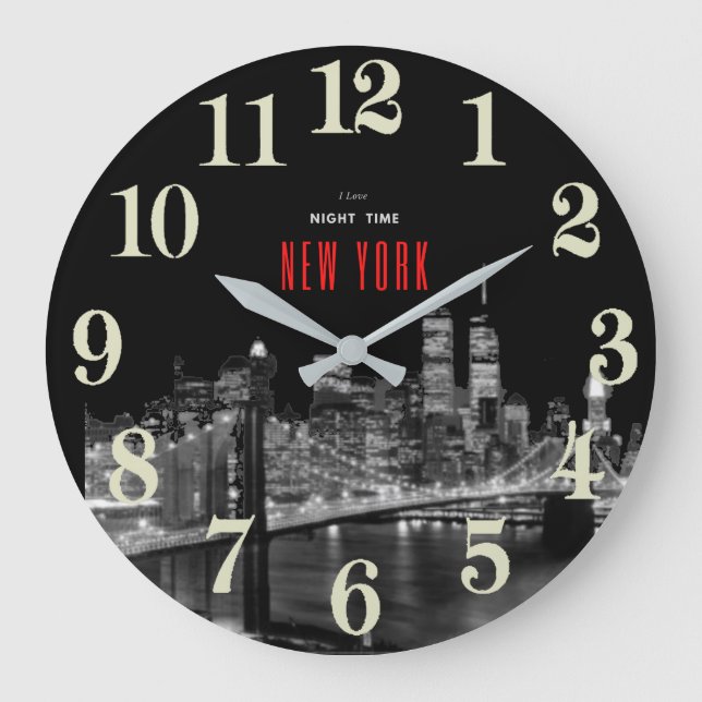 New York Brooklyn Bridge Large Clock Stor Klocka (Framsida)