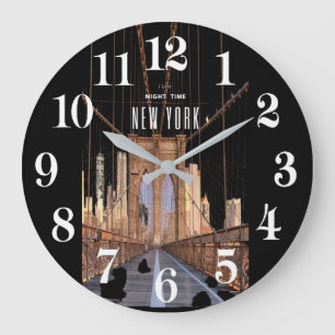 New York Brooklyn Bridge Large Clock Stor Klocka