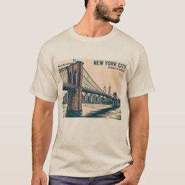 New York Brooklyn Bridge Skyline Bold Retro Travel T Shirt