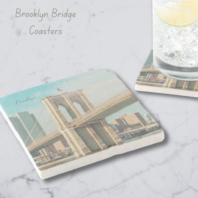 New York Brooklyn Bridge Stenunderlägg (NY Brooklyn Bridge Coasters)