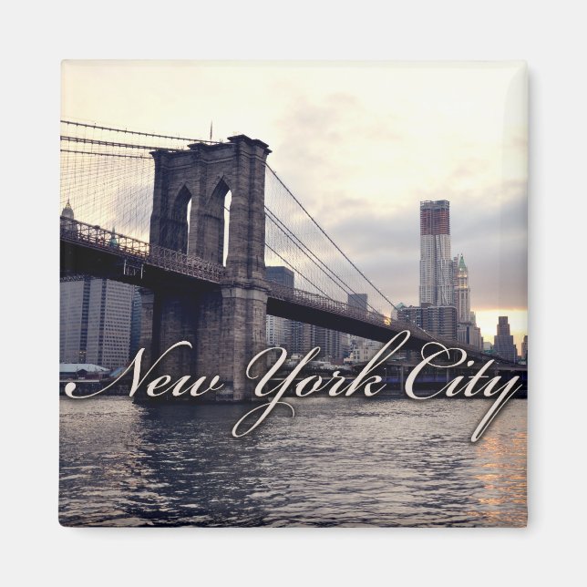 New York Brooklyn Bridge Sunset Magnet (Framsidan)