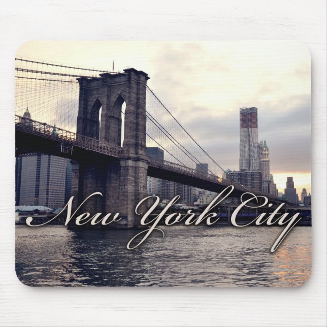 New York Brooklyn Bridge Sunset Mousepad Musmatta (Framsidan)
