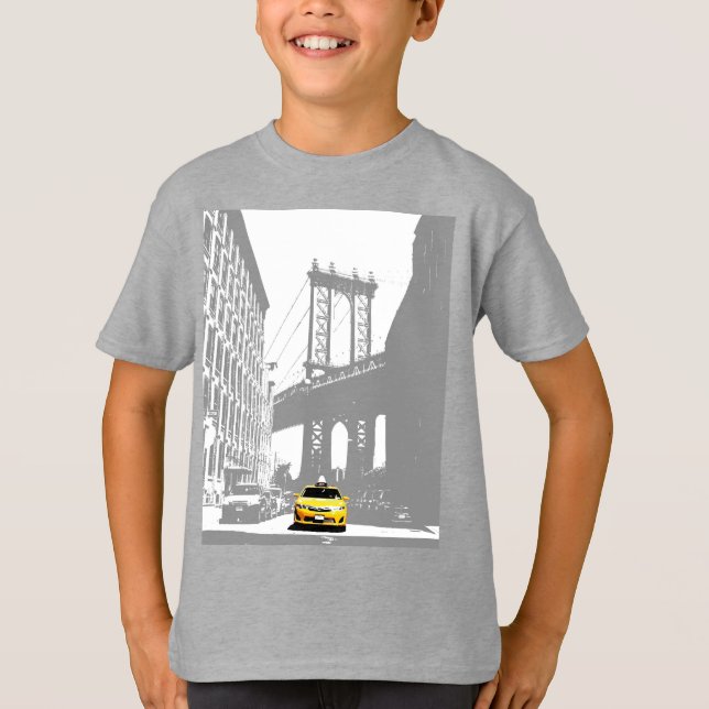 New York Brooklyn Gult Taxi Kids Boys-mall T Shirt (Framsida)