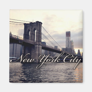 New York Brooklyn överbryggar solnedgångmagneten Magnet