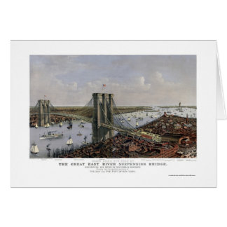 New York & Brooklyn, panorama- karta för NY - 1885 Hälsningskort