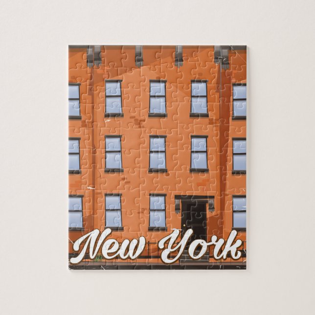 New York Brownstone reseskylt seriefigurer Pussel (Vertikal)