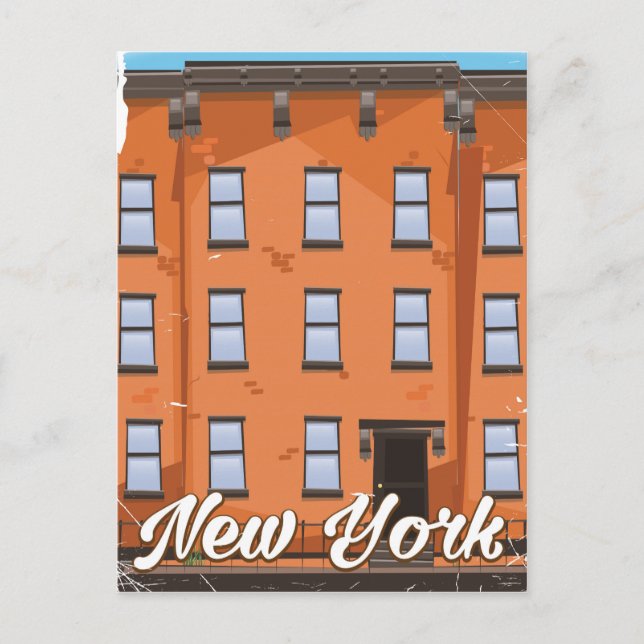 New York Brownstone reseskyltkortongserie Vykort (Framsida)