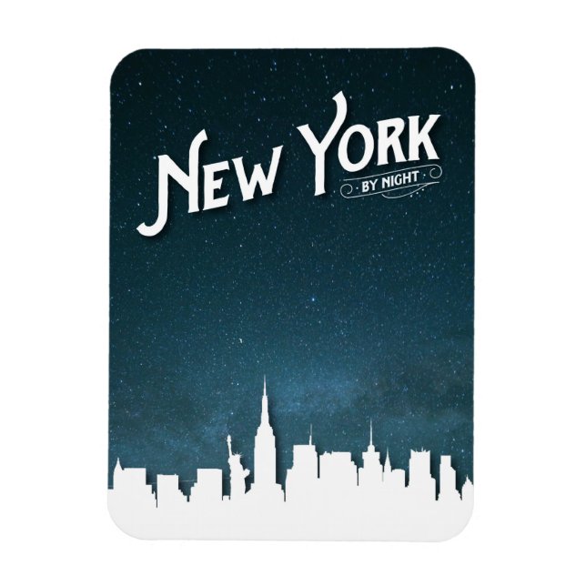 New York by night Skyline - Flexible Photo Magnet (Vertikal)