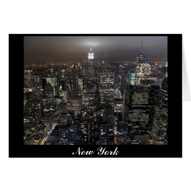 New York Card New York City Skyline Souvenir Card Hälsningskort (Framsidan Horizontal)