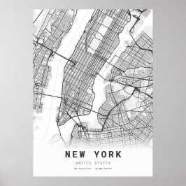 New York Cartography City Karta Poster