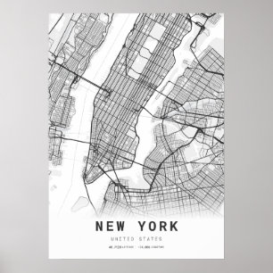 New York Cartography City Karta Poster