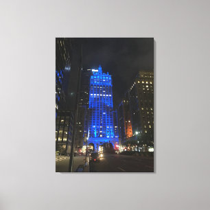New York Central Byggnad NYC Park Avenue Natt Canvastryck