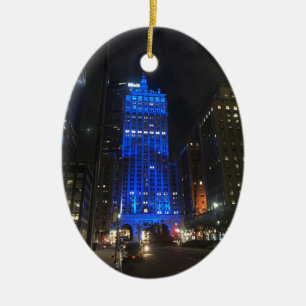 New York Central Byggnad NYC Park Avenue Natt Julgransprydnad Keramik